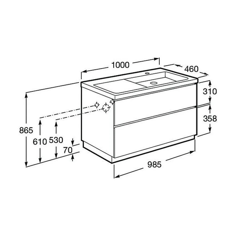 Mueble de Baño con Lavabo Derecho y 2 Cajones Nórdico Lander de 100 cm Colección Unik Fresno Roca - Vista 7