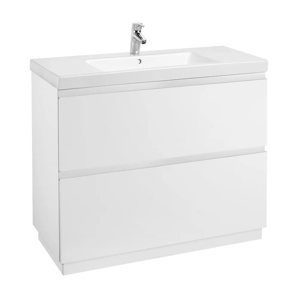 Mueble de Baño con Lavabo y 2 Cajones Lander de 100 cm Colección Unik Blanco Brillo Roca - Vista 1