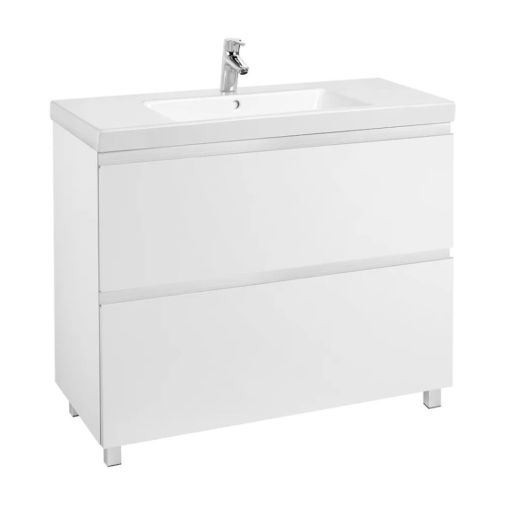 Mueble de Baño con Lavabo y 2 Cajones Lander de 100 cm Colección Unik Blanco Brillo Roca - Vista 2