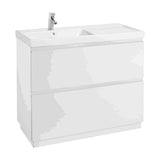 Bathroom Vanity Unit with Basin Izquierdo y 2 Cajones Lander de 100 cm Colección Unik Gloss White Roca