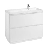 Bathroom Vanity Unit with Basin Derecho y 2 Cajones Lander de 100 cm Colección Unik Gloss White Roca