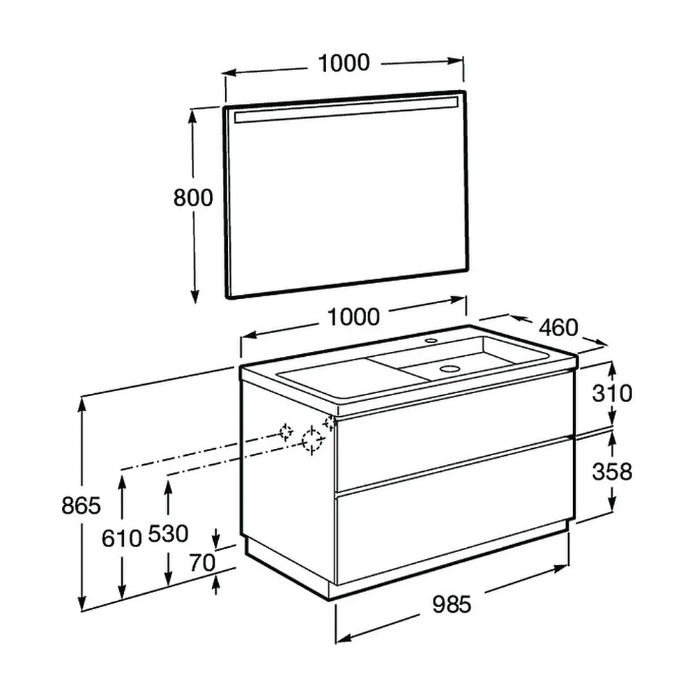 Conjunto de Baño con Lavabo Derecho Nórdico de 100 cm Colección Lander Fresno Roca - Vista 7