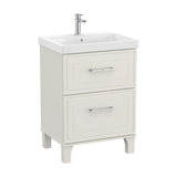 Meuble de Salle de Bains Avec Plan Vasque Et 2 Tiroirs Blanc Mat Romea Unik 60 cm Roca