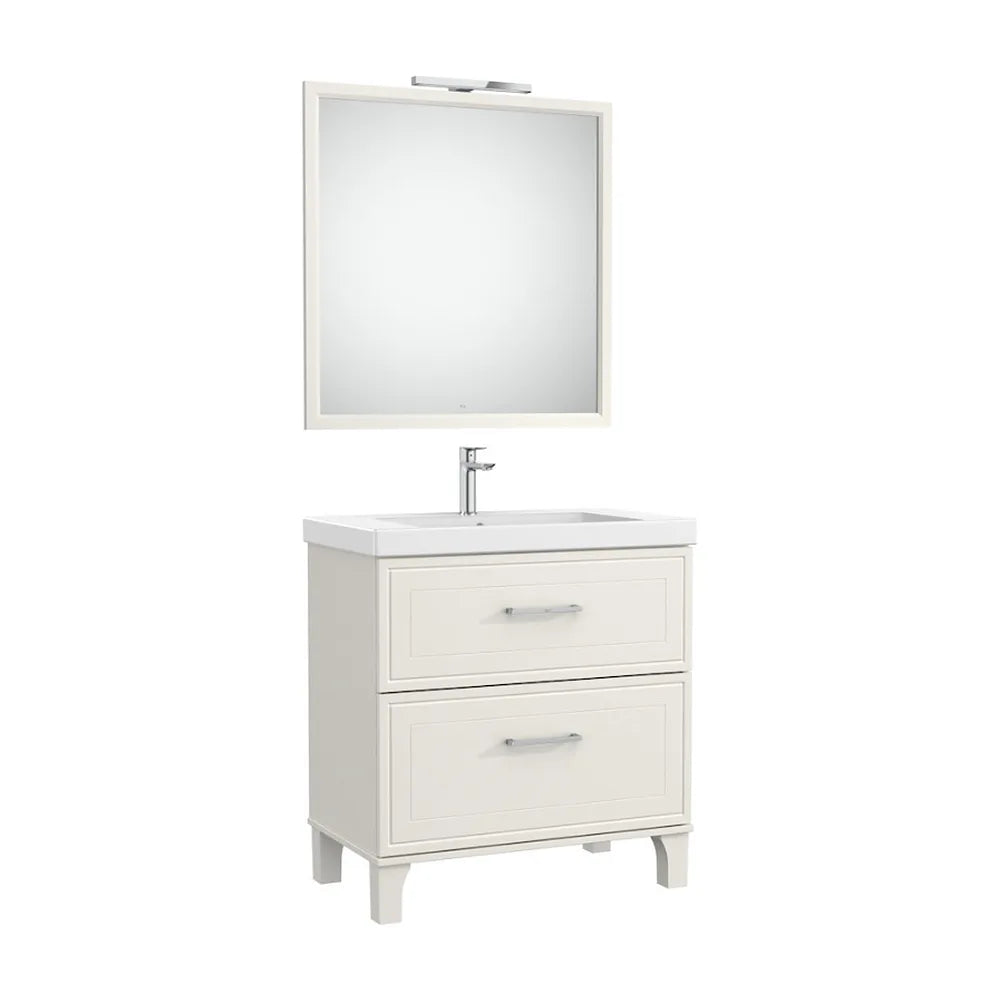 Conjunto de baño de 80 cm con dos cajones y un acabado en color blanco mate Pack Romea Roca - Vista 1