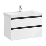 Bathroom Vanity Unit with Basin and 2 Drawers Domi de 80 cm Colección Unik Gloss White Roca