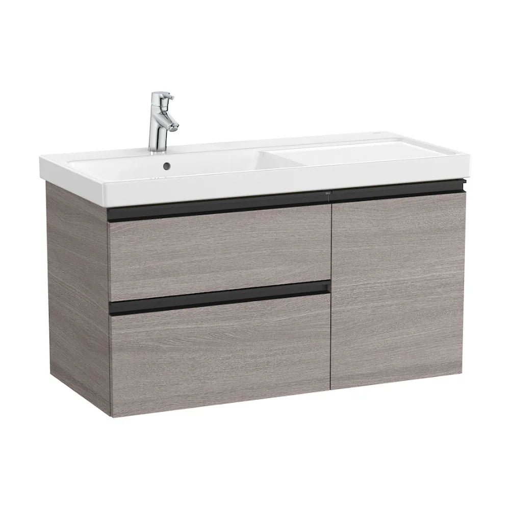 Mueble de Baño con Lavabo Izquierdo Formado por 2 Cajones y 1 Puerta Domi de 100 cm Colección Unik Roble Roca - Vista 1