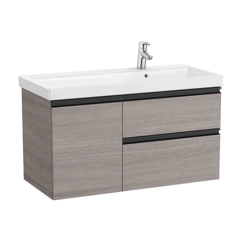 Mueble de Baño con Lavabo Derecho Formado por 2 Cajones y 1 Puerta Domi de 100 cm Colección Unik Roble Roca - Vista 1