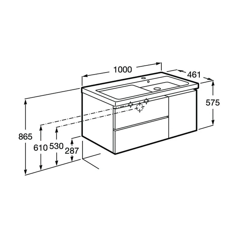 Mueble de Baño con Lavabo Derecho Formado por 2 Cajones y 1 Puerta Domi de 100 cm Colección Unik Roble Roca - Vista 4