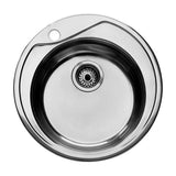 Fregadero de acero inoxidable con diseño circular en acabado color cromo Rueda Roca