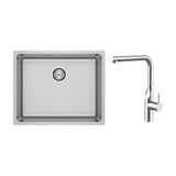Conjunto de grifo y fregadero de acero inoxidable de 54 cm en acabado cromado Roma Roca