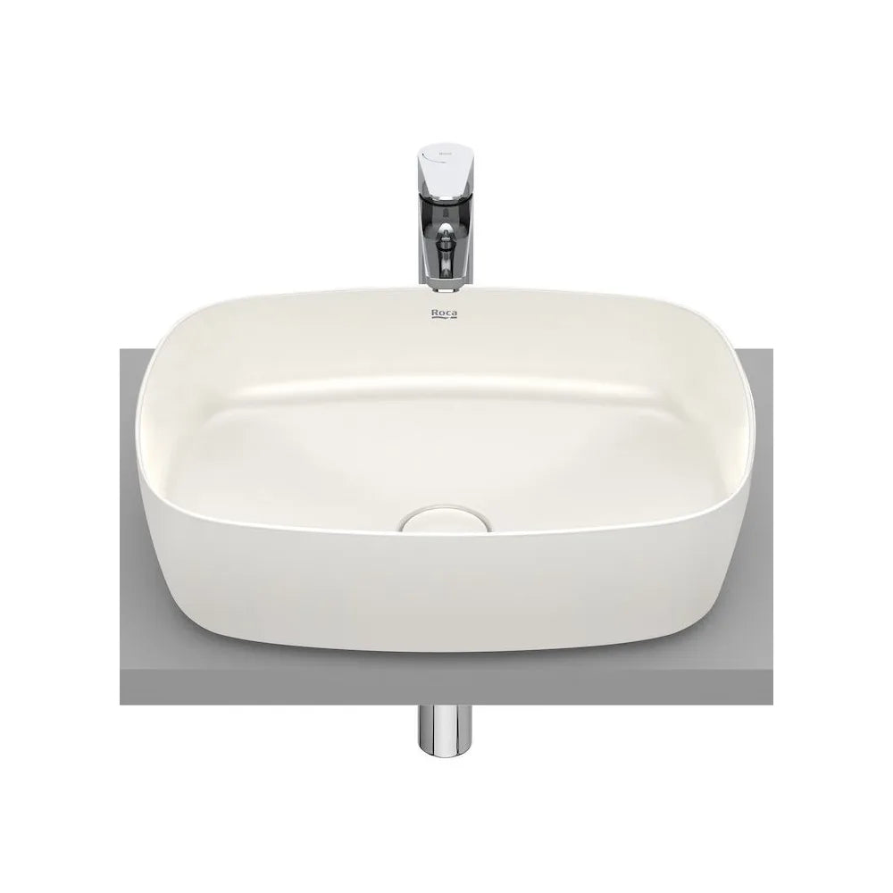 Lavabo de fineceramic de 50 cm con diseño Soft y un acabado en color beige Inspira Roca - Vista 1