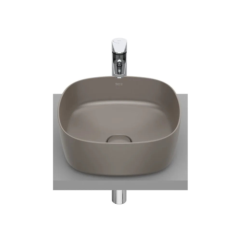Lavabo de fineceramic de 37 cm de una cubeta con acabado en color café Soft Inspira Roca - Vista 1