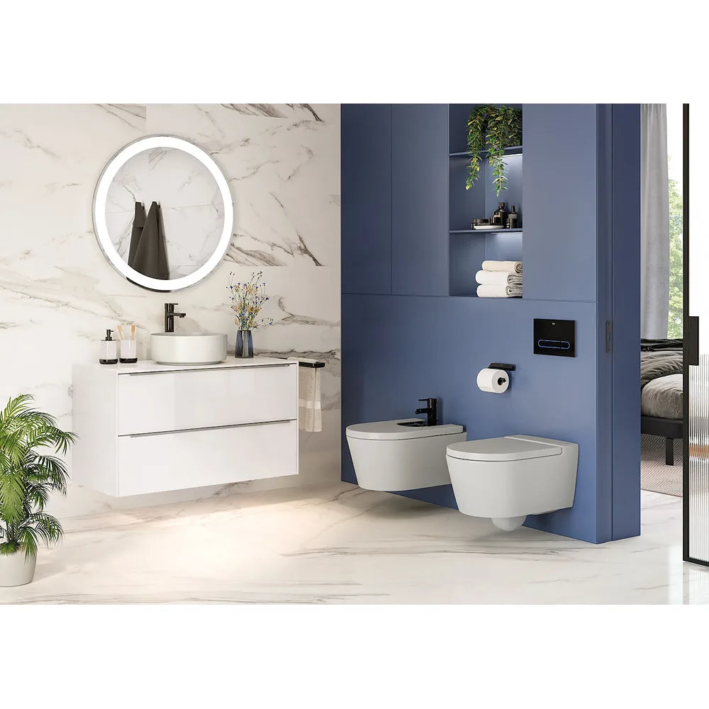 Lavabo de fineceramic con diseño circular en acabado color blanco mate Round Inspira Roca - Vista 2