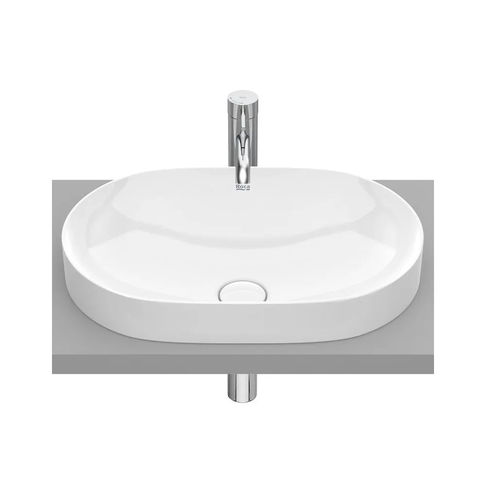 Lavabo de encimera de fineceramic con un diseño ovalado en acabado color blanco Round Inspira Roca - Vista 1
