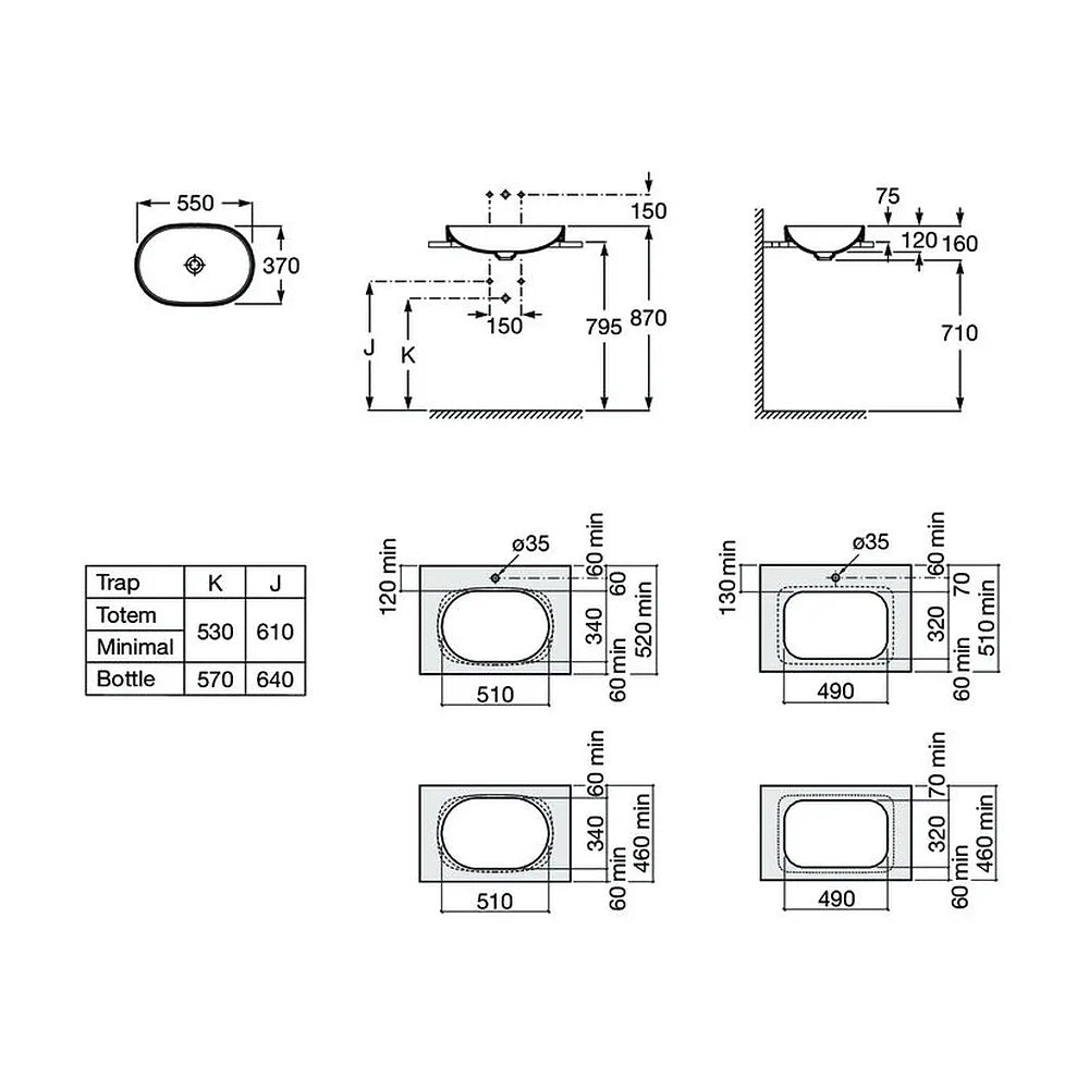 Lavabo de encimera de fineceramic con un acabado en color perla Inspira Round Roca - Vista 4