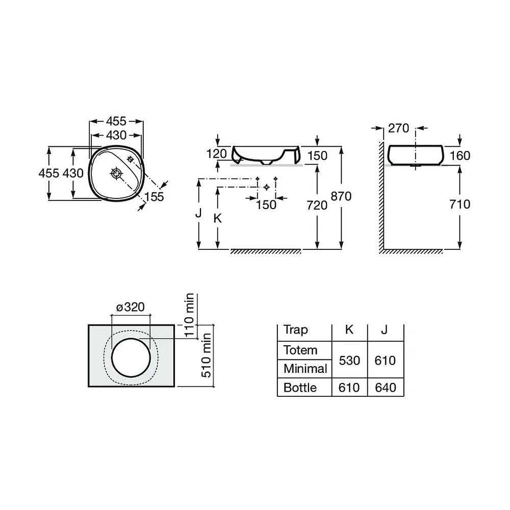 Lavabo Sobre Encimera de Fineceramic Beyond 45 cm Blanco Mate Roca - Vista 5