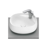 Lavabo Da Appoggio In Fineceramic Finitura Bianco Opaco Forma Quadrata Smussata con Mensola Integrata Beyond 45 cm Roca