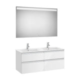 Conjunto de baño de 120 cm con lavabo doble y un acabado en color blanco brillo Pack The Gap Roca