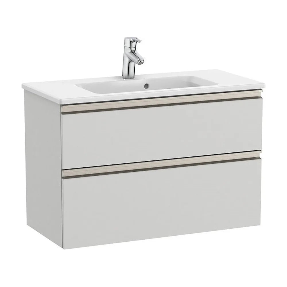 Mueble de Baño Compacto con Lavabo y 2 Cajones Color Gris Ártico Unik de 80 cm Colección The Gap Roca - Vista 1