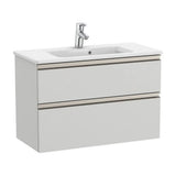 Mueble de Baño Compacto con Lavabo y 2 Cajones Color Gris Ártico Unik de 80 cm Colección The Gap Roca
