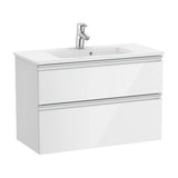 Mueble de baño compacto con lavabo y 2 cajones de 80 cm de ancho color blanco brillo Unik The Gap Roca