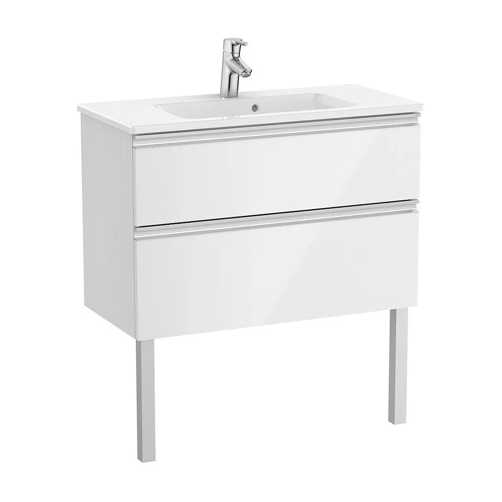 Mueble de baño compacto con lavabo y 2 cajones de 80 cm de ancho color blanco brillo Unik The Gap Roca - Vista 2