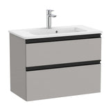 Bathroom Vanity Unit Compacto with Basin and 2 Drawers Color Gris Mate Unik de 70 cm Colección The Gap Roca