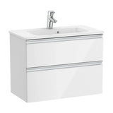 Mueble de baño compacto con lavabo y 2 cajones de 70 cm de ancho color blanco brillo Unik The Gap Roca