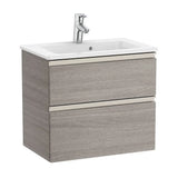 Bathroom Vanity Unit Compacto with Basin and 2 Drawers Unik de 60 cm Colección The Gap Roble Roca