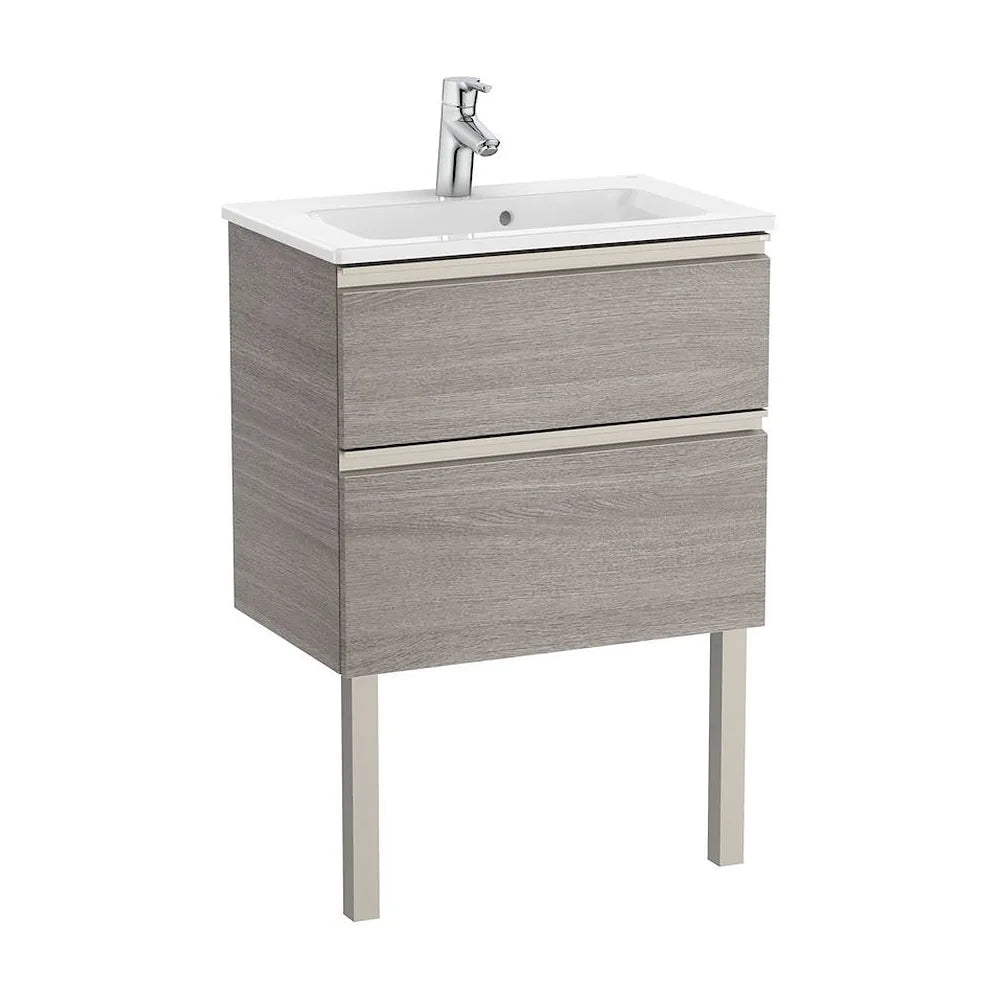 Mueble de Baño Compacto con Lavabo y 2 Cajones Unik de 60 cm Colección The Gap Roble Roca - Vista 2