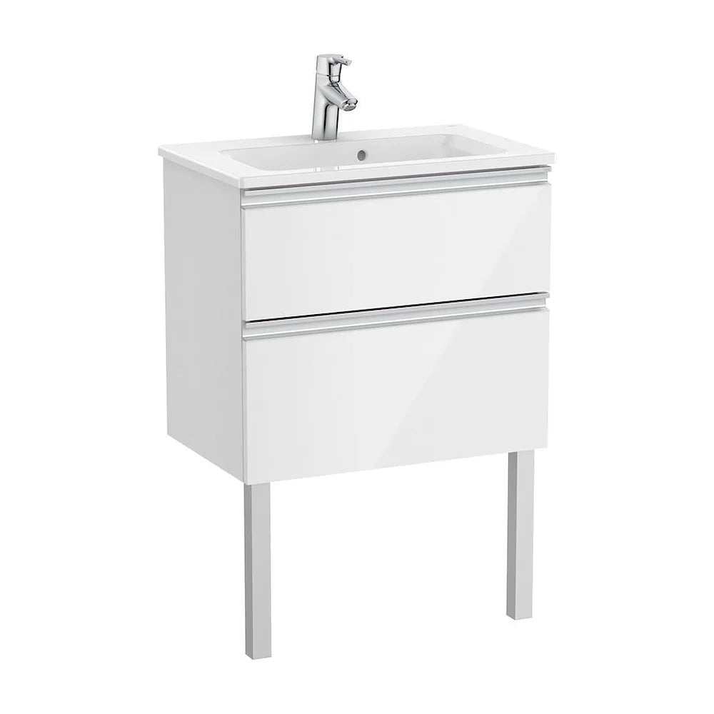Mueble de baño compacto con lavabo y 2 cajones de 60 cm de ancho color blanco brillo Unik The Gap Roca - Vista 2