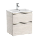 Compact Bathroom Vanity Unit with Washbasin and 2 Drawers Unik The Gap 50cm Ash Roca