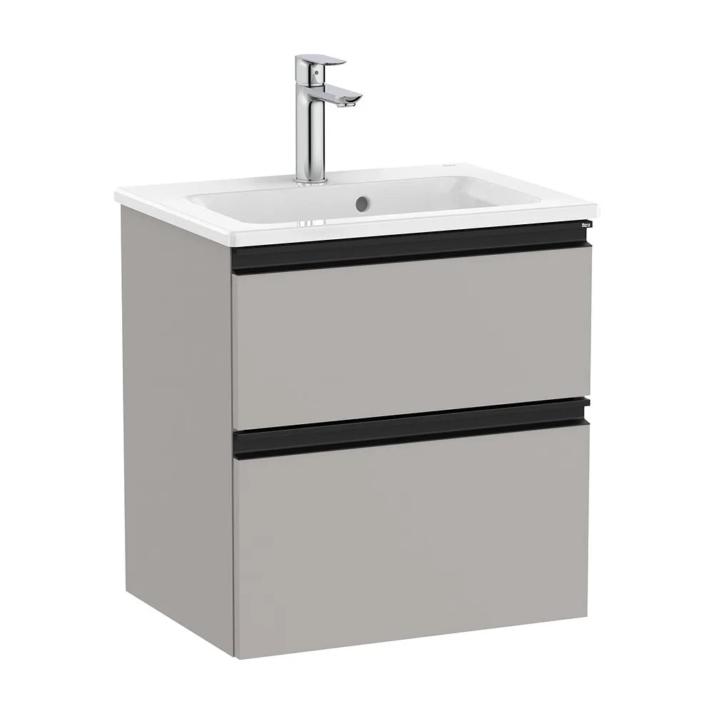Mueble de baño compacto con lavabo y 2 cajones de 50 cm de ancho color gris mate Unik The Gap Roca - Vista 1