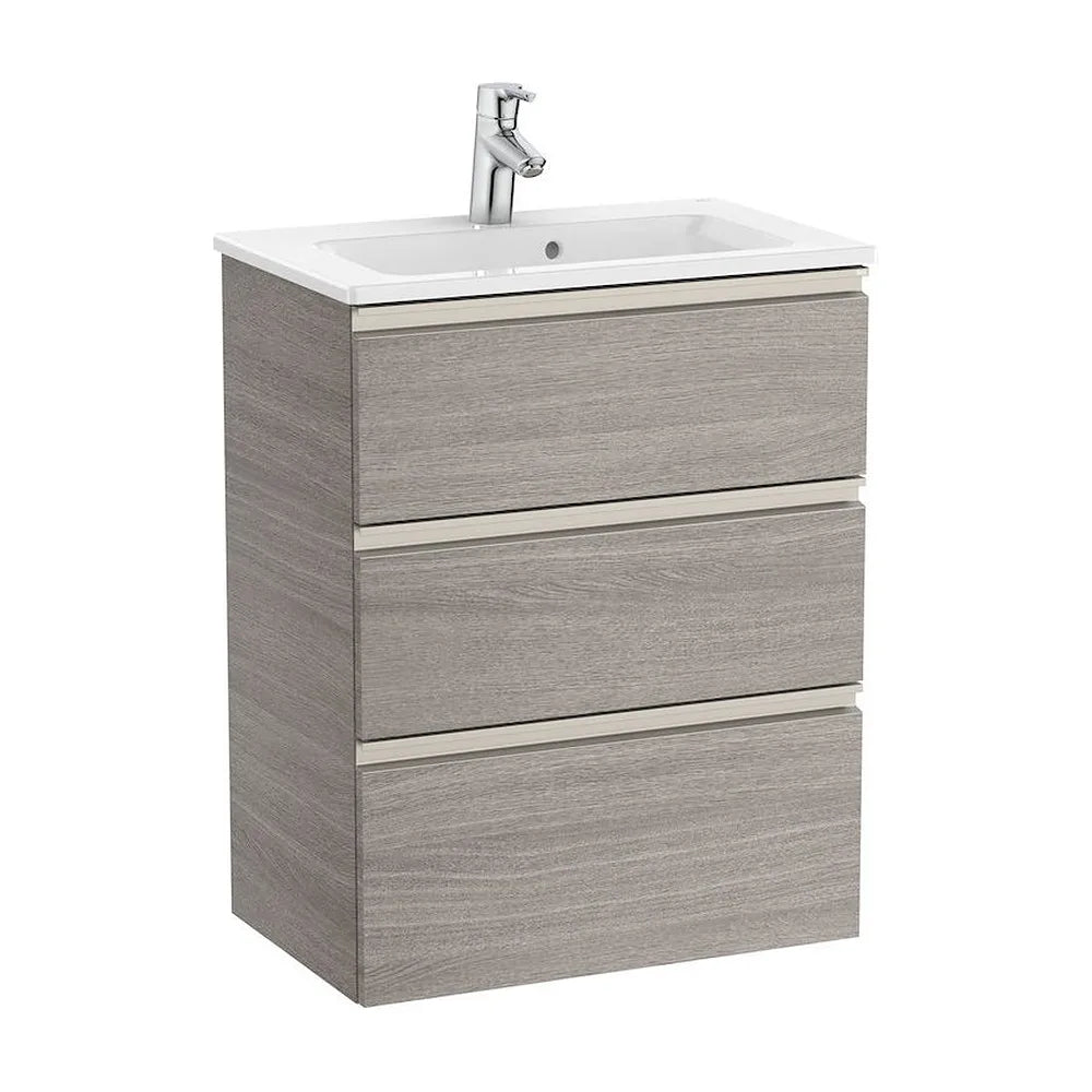 Mueble de Baño Compacto con Lavabo y 3 Cajones Unik de 60 cm Colección The Gap Roble Roca - Vista 1