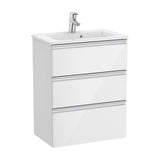 Mueble de baño compacto con lavabo y 3 cajones de 60 cm de ancho en color blanco brillo Unik The Gap Roca