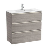 Meuble de Salle de Bains Compact Avec Plan Vasque Et 3 Tiroirs Couleur Chêne Unik The Gap 80 cm Roca