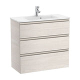 Mueble de baño compacto con lavabo y 3 cajones de 80 cm de ancho en color fresno Unik The Gap Roca