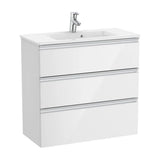 Mueble de baño compacto con lavabo y 3 cajones de 80 cm de ancho en color blanco brillo Unik The Gap Roca
