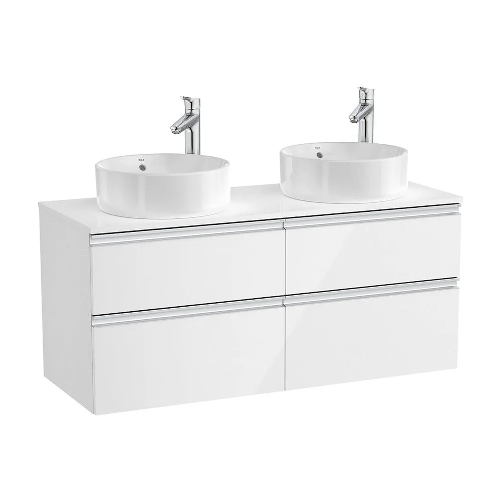 Mueble de Baño para Lavabo Doble Sobre Encimera con 4 Cajones de 120 cm Colección The Gap Blanco Brillo Roca - Vista 1