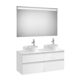 Meuble avec double vasque et 4 tiroirs de 120 cm avec miroir LED couleur blanc brillant Pack The Gap Roca