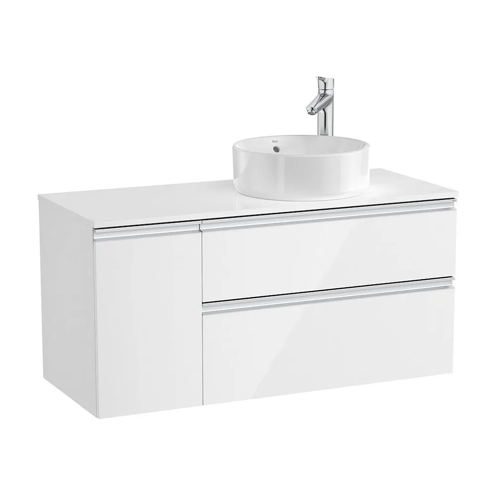 Mueble de Baño para Lavabo Derecho con 1 Puerta y 2 Cajones de 110 cm Colección The Gap Blanco Brillo Roca - Vista 1