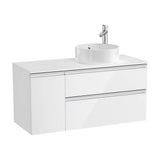 Móvel de Casa de Banho para Lavatório Direito Com 1 Porta E 2 Gavetas de Largura de Cor Branco Brilhante The Gap 110 cm Roca