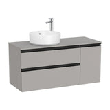 Meuble de salle de bains pour vasque à poser à gauche de 110 cm de large de couleur gris mat The Gap Roca
