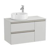 Bathroom Vanity Unit para Lavabo Hacia la Izquierda con 1 Puerta y 2 Cajones Color Gris Ártico de 90 cm Colección The Gap Roca