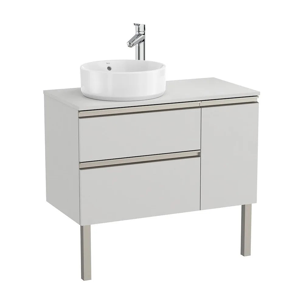 Mueble de Baño para Lavabo Hacia la Izquierda con 1 Puerta y 2 Cajones Color Gris Ártico de 90 cm Colección The Gap Roca - Vista 2