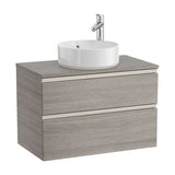 Bathroom Vanity Unit para Lavabo Centrado con 2 Cajones de 80 cm Colección The Gap Roble Roca