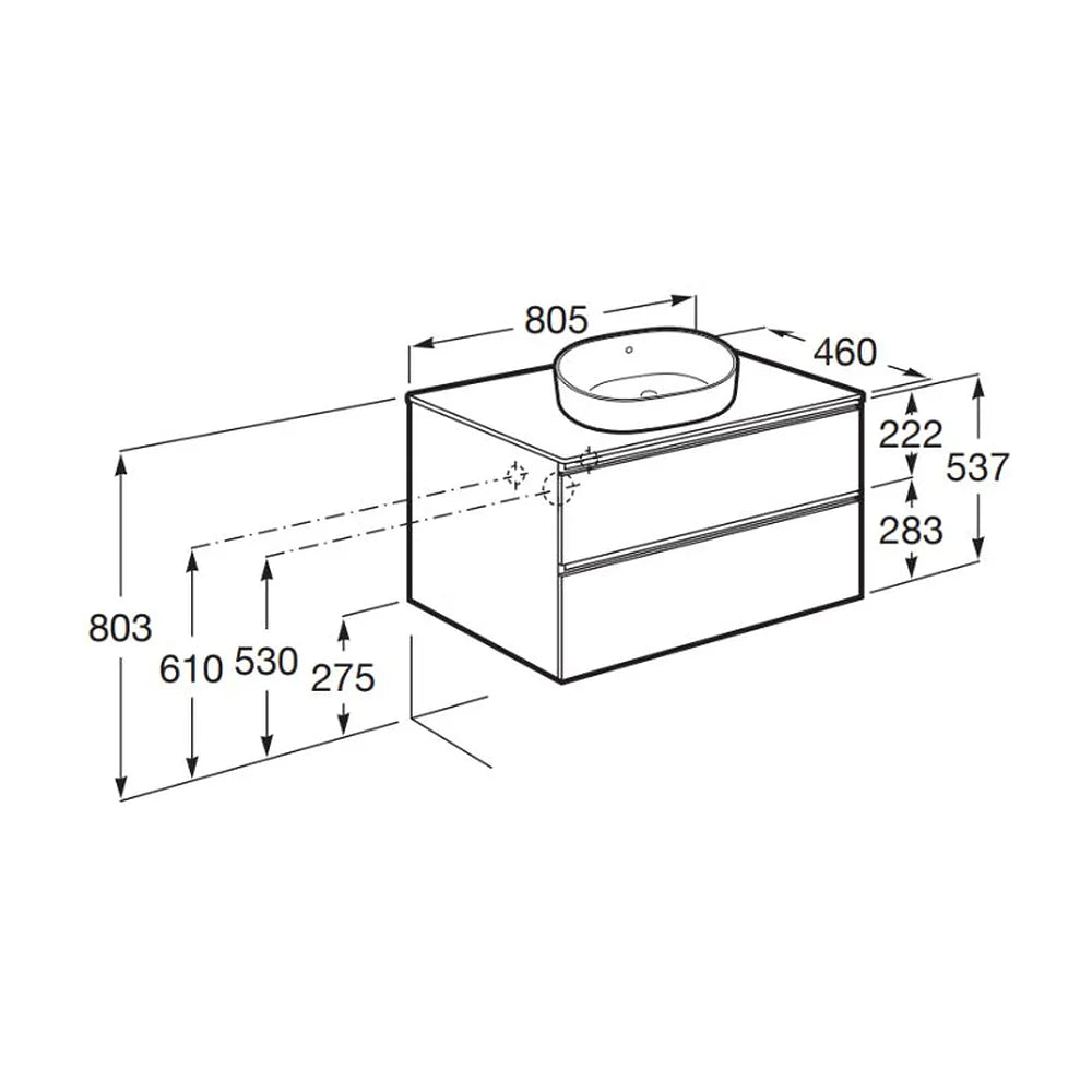 Mueble de Baño para Lavabo Centrado con 2 Cajones de 80 cm Colección The Gap Roble Roca - Vista 8