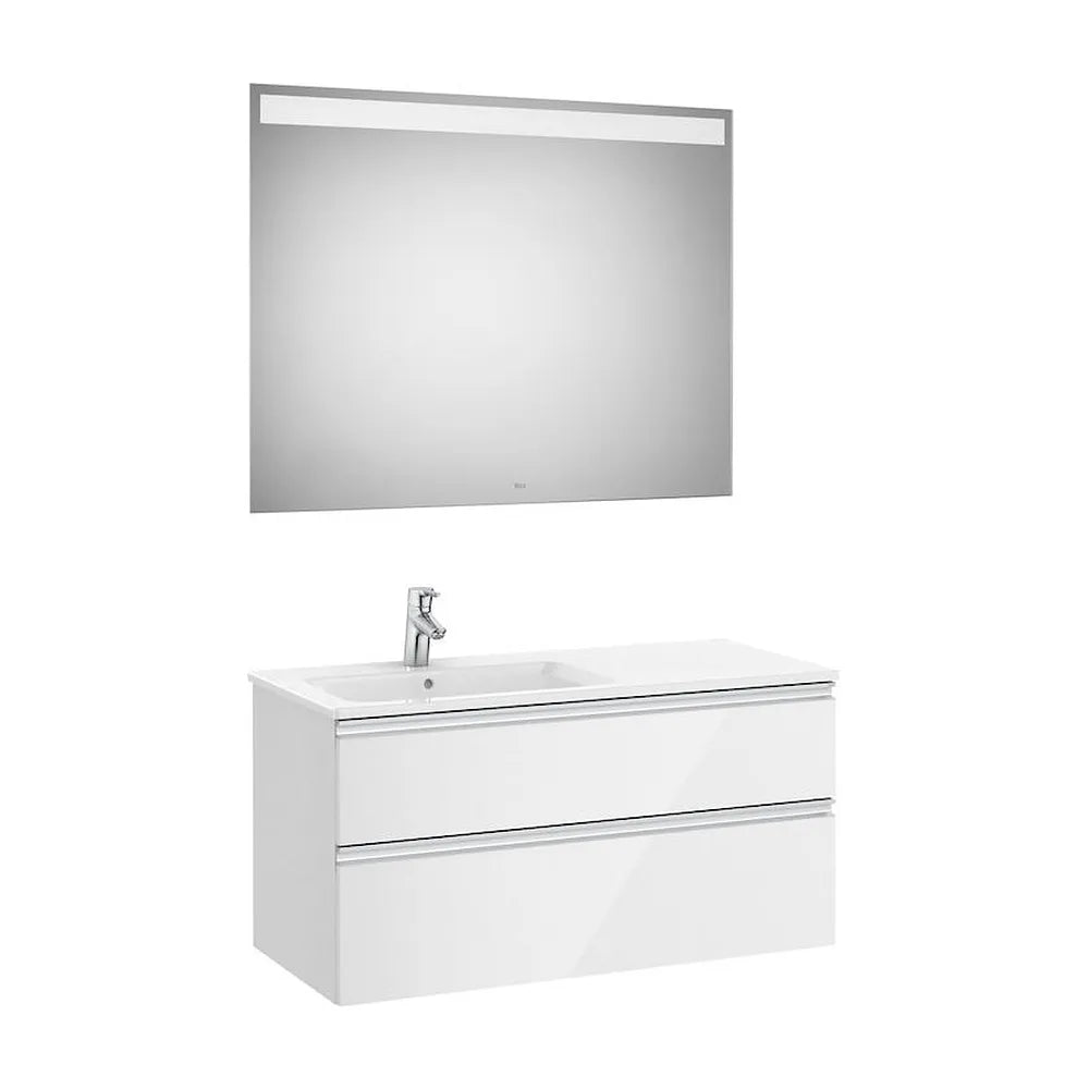 Conjunto de Baño con 2 Cajones de 100 cm Colección The Gap Blanco Brillo Roca - Vista 1