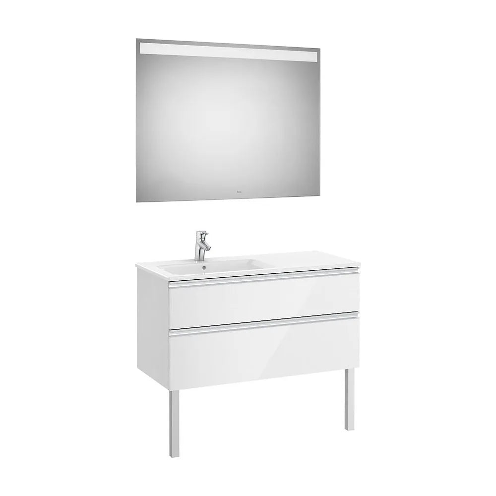 Conjunto de Baño con 2 Cajones de 100 cm Colección The Gap Blanco Brillo Roca - Vista 2