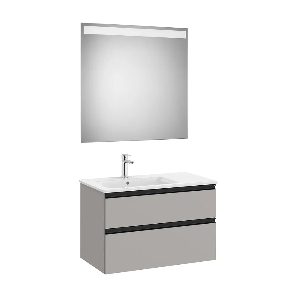 Conjunto de baño de 80 cm con dos cajones con un acabado color gris mate Pack The Gap Roca - Vista 1